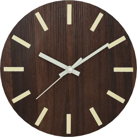 Horloge murale et échelles et aiguilles lumineuses marron Ø30cm (1/5)