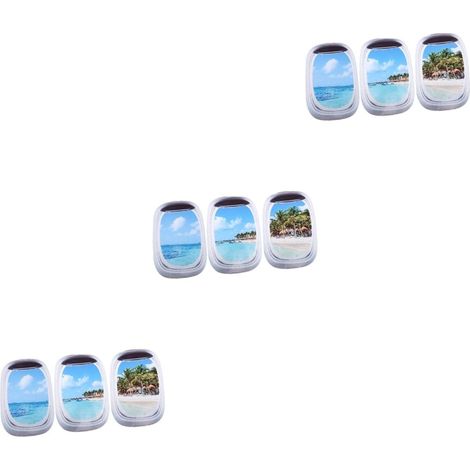 9pièces Autocollants Muraux Fenêtre Avion Paysage Pour Décoration Chambre Et Salon Stickers Amovibles Réalistes (1/5)