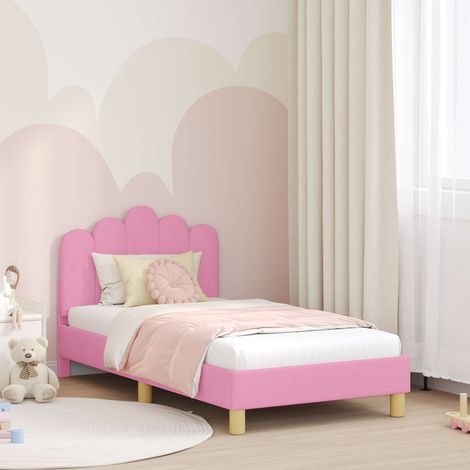 Kinderbettgestell mit Kopfteil Rosa 80 x 160 cm Stoff (1/5)
