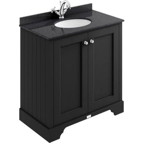 Bayswater Matt Black 2-Door Vanity Unit 800mm Wide (Excluding Basin) (1/2)