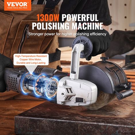 Machine Polissage Brunissage, 1300 W, Outil Conditionnement de Surface, 6 Vitesses Variables, Polisseuse Électrique Portative, Roue de Polissage en Fil Acier, pour Acier Inoxydable, Métaux, Bois (1/5)