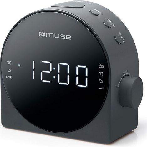 Réveil radio numérique double noir – Alarme radio/buzzer – Réglage automatique de l'heure – Enceinte intégrée – Sauvegarde par piles – Muse (1/5)