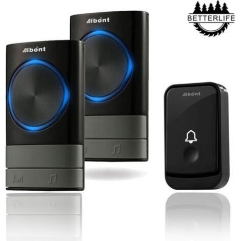 Wireless doorbell, 45 ringtones, 5 volume levels, IP55 waterproof wireless doorbell kit, 300 meters transmission distance, LED flash, 2 plug-in receivers. (1/4)