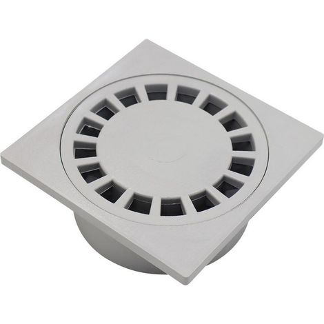 Quadratischer, gerader Bodenablauf aus grauem PVC-Kunststoff (1/5)
