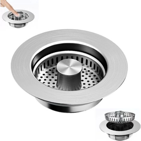 Filtre de vidange 3 en 1 pour évier, bouchon anti-obstruction à clapet, bouchon pour broyeur d'évier