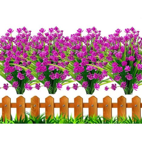 Lot de 12 Fleurs Artificielles pour Décoration d'Extérieur, Plantes à Suspendre pour Intérieur ou Extérieur, Décoration de Porche, Fuchsia