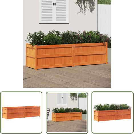The Living Store Jardinière cire marron 180x50x50 cm bois de pin massif - Jardiniered'extérieure - Jardinière Bois - Pot De Fleurs Extérieur - Déco Jardin - Bac À Fleurs (1/5)