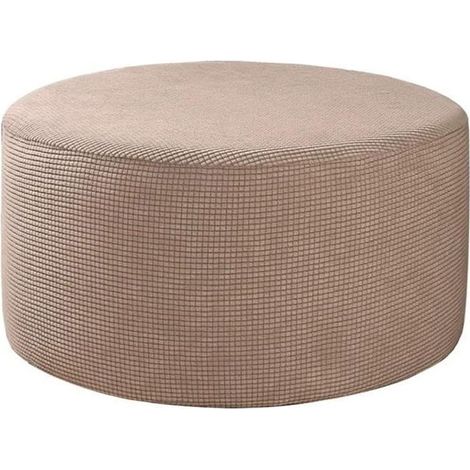 Pouf extensible housses pouf rond couvre repose-pieds amovible couvre pouf de rangement protéger les couvertures pour salon Kahki (1/4)