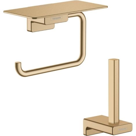 Portarrollos con estante Hansgrohe AddStoris bronce cepillado + Reserva de portarrollos bronce cepillado