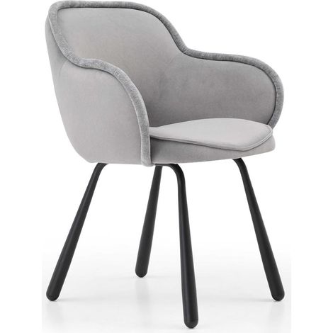 Claudia Art Deco Dining Chairs (Pack of 2) - L52 x W44 x H84.5 cm - Grey (1/5)