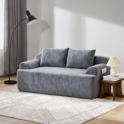 Canapé 2 places modulable 170 cm en tissu gris ardoise (1/5)