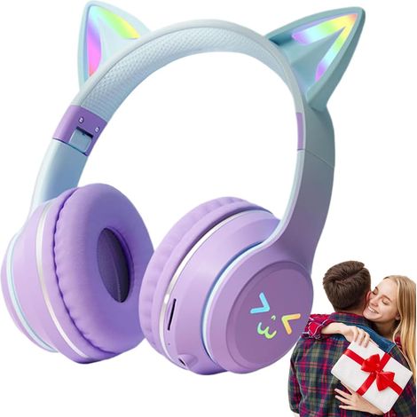 Casque o sans fil avec oreilles de chat lumineuses LED et (1/5)