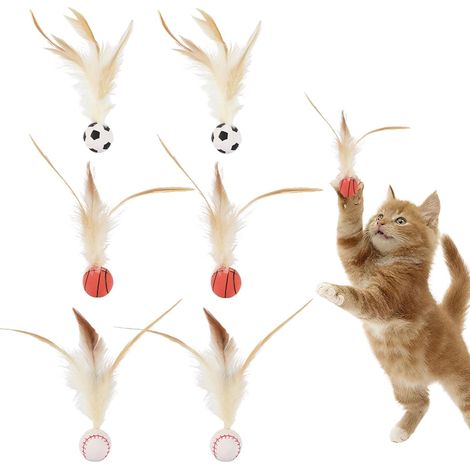 6 pezzi di palline giocattolo per gatti, palline di piume, palline mobili, palline gonfiabili in gomma, palline elastiche rimbalzanti, palline sportive, palline per gattini, gioco interattivo per inte (1/5)
