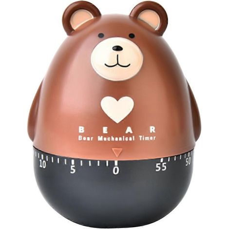 Minuteur mécanique ours en dessin animé, joli minuteur de cuisine pratique-8.7x6.5cm-Brown