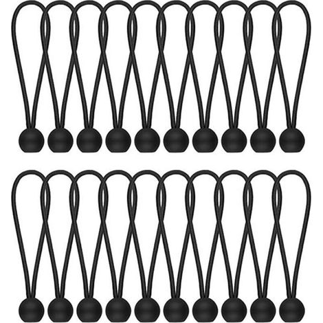 Lot de 20 cordons élastiques pour bâche élastique, bâche élastique, attaches de corde pour bannière, bâches, pavillons, tentes, crochets élastiques de tente, support de bâche, mâts de drapeau. (1/5)