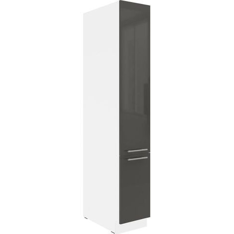 Küchen Apothekerschrank 30 cm LARA Grau hochglanz Küchenzeile Küchenblock (1/5)