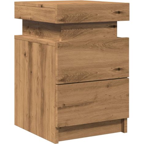 Comodino a LED con cassetti 35 x 39 x 55 cm in MDF color rovere DEC033124