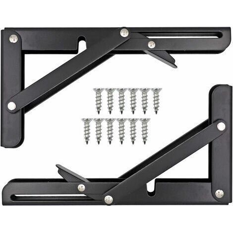 Support de fixation pliable en acier inoxydable – Robuste – Dimensions 20,5 x 10,8 cm – Pour étagères et établis (1/5)