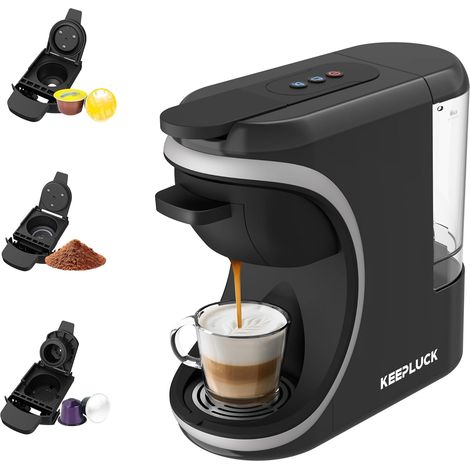 Machine à café 3-en-1 pour capsules, café moulu  Gain de place : cette cafetière compacte est conçue pour les petits espaces, camping et camping-car. (1/5)