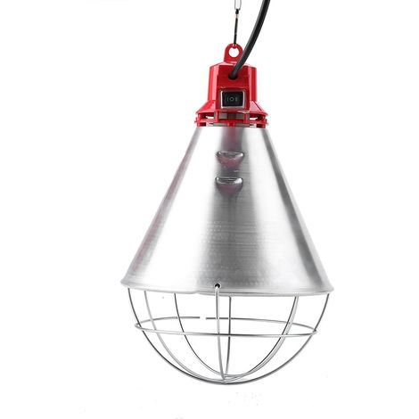 Chauffante Infrarouge Dimmable Abat-jour,Support Lampe Chauffante Chiot RéFlecteur Avec Grille de Protection,pour poussins porc volaille prise EU 250W (Sans Ampoule) (1/5)