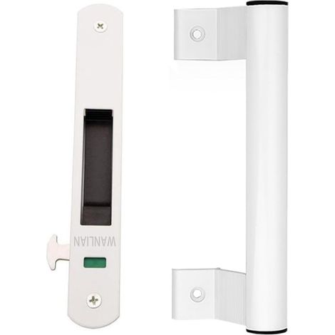 Set of Sliding Handles, Sliding Door Lock (White) Hook for Window,Recessed Sliding Door Hook Lock,Movable Door,One-sided Lock for Home (1/5)