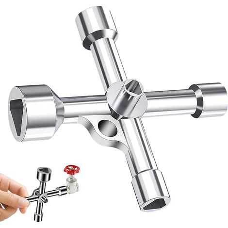 Chiave triangolare a 4 vie, 5 misure, diametro interno 7 mm/10 mm/12 mm/13 mm/18 mm, chiave triangolare universale per scatole e armadietti per contatori elettrici, del gas, dell'acqua e dell'elettric (1/5)