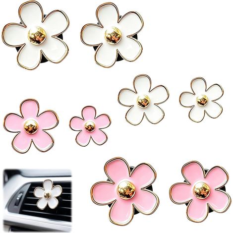 8 Pieces Clip d'Aeration de Voiture en Forme de Fleur 4 Blancs et 4 Roses Desodorisant Voiture avec Tampons Aromatiques Diffuseur Voiture Accessoires Voiture Interieur Deco Voiture pour Femme (1/5)