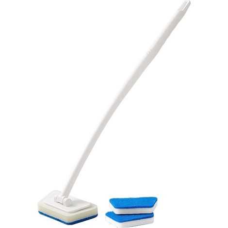 Brosse de nettoyage éponge PP manche long 56cm tête trapézoïdale pour baignoire carrelage vitres sols (1/5)