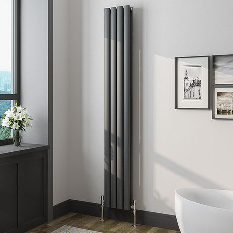 Oval Column Radiator 1600x236mm Anthracite Vertical Radiator Double Modern Central Heating Radiators