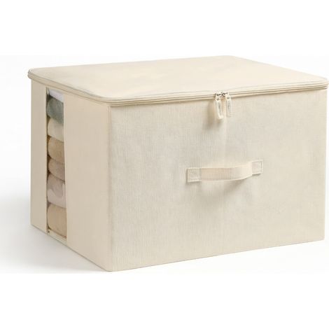 Bac de rangement en lin rabattable transparent 50 x 40 x 32 (1/5)