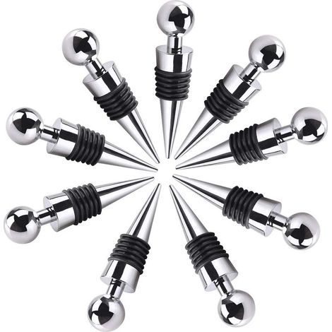 Bouchons à vin, lot de 10, pour bouteilles de vin (rouge, champagne, bière) - Protection optimale contre le gaspillage.