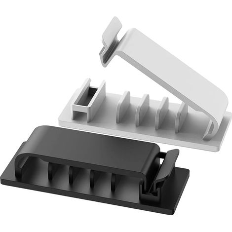 Organizador de cables, diseño compacto, fácil instalación, 3 piezas - negro, 5 orificios (1/2)