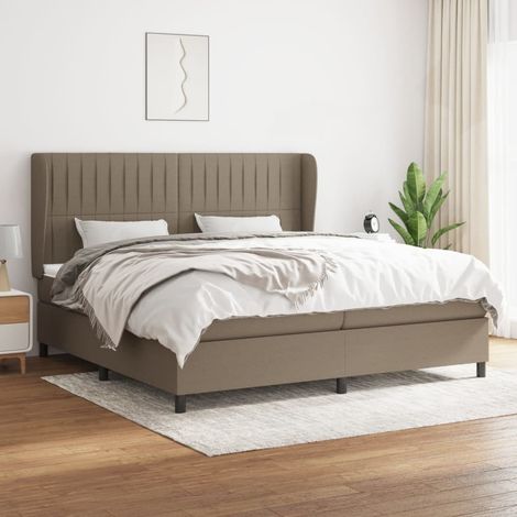 Sommier à lattes de lit avec matelas Taupe 200x200 cm Tissu (1/5)