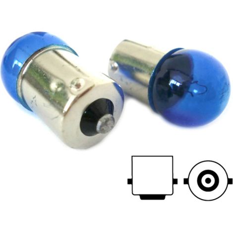 Coppia lampade alogene G18 BA15S R5W 12V 5W azzurre per luci posizione (1/3)