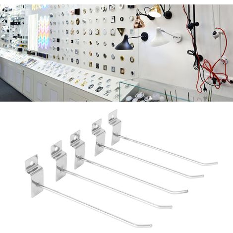 Haken, Clips und Befestigungselemente für 15 cm Aluminiumprofilplatten (50er-Packung), einfache Haken, Haken für Kleidung und Accessoires, Haken für Musterdisplays (1/5)