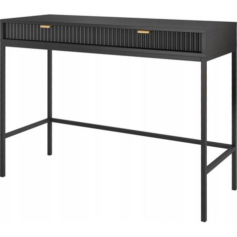 Table Coiffeuse 104x50x78cm Noir meuble de maquillage Bureau avec tiroirs de rangement NOEMIE (1/4)