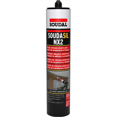 Soudal – Mastic silicone bâtiment neutre – Soudasil NX2 – Menuiserie façade et vitrage – Gris anthracite RAL 7016 – Pour chantiers humides