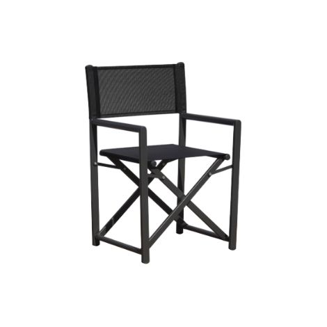 Sedia da regista in alluminio antracite e textilene nero, pieghevole MALIGI HOME MG-ANITA Nero (1/5)