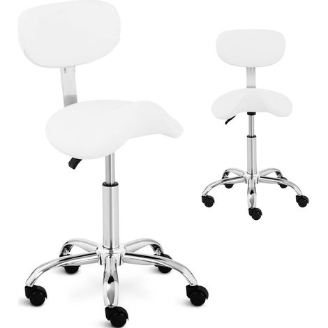Silla de cosmética Hamburg con ruedas, hasta 150 kg, color blanco (1/5)