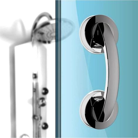 grandes poignées de porte et de fenêtre en verre, portes coulissantes de salle de bain, armoires, poignées sans trou, poignées de réfrigérateur, barres d'appui de douche (argent) (1/5)