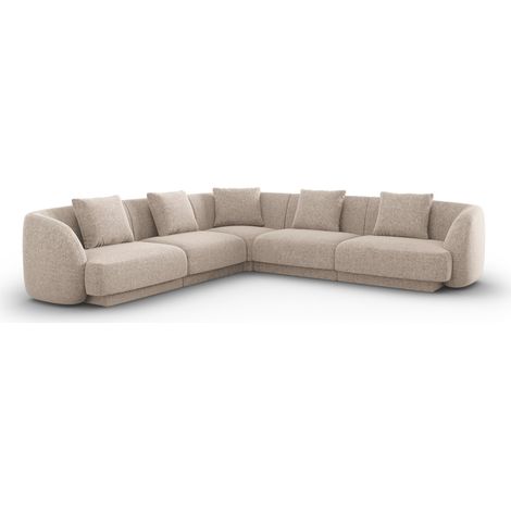 Canapé d'angle symétrique 5 places en chenille beige (1/5)