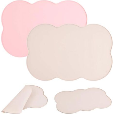 2Pcs Tapis Gamelle Chat et Chien, 39.5×26cm Silicone Tapis de Nourriture pour Animaux, Antidérapant et Imperméable (1/5)