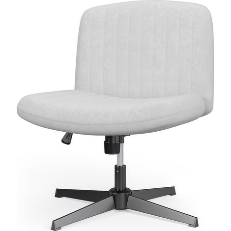 Ergonomic Cross Legged Office Chair Armless Wide Desk Chair with Mid Back Support Grey (1/5)