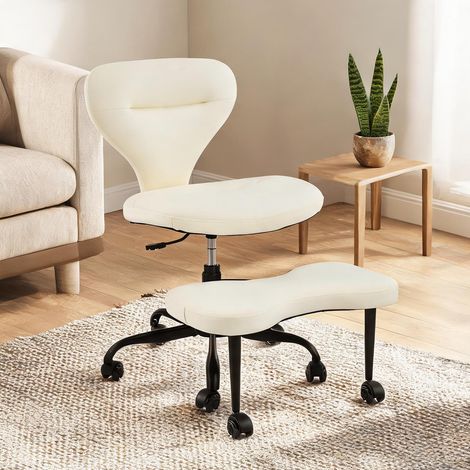 Chaise de bureau coloris blanc en cuir 67 x 80 x 84 cm (1/5)