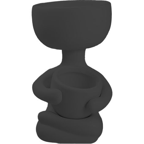 Pot Céramique - Figurine Humanoïde Assise - Contenant pour Plantes d'Intérieur - Décoration de Bureau et de Maison - 1 Pièce (1/5)