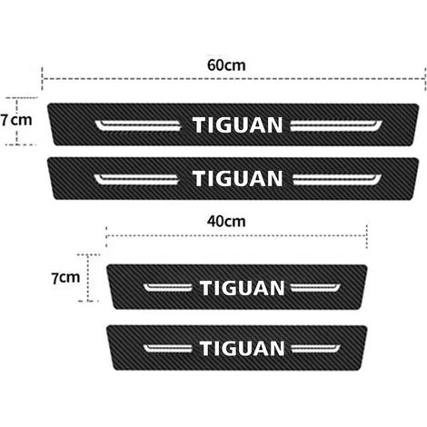 (4 pièces pour Tiguan) Autocollants de seuil de porte avant et arrière pour Tiguan,logo Tiguan,protections de seuil de porte,accessoires (1/3)