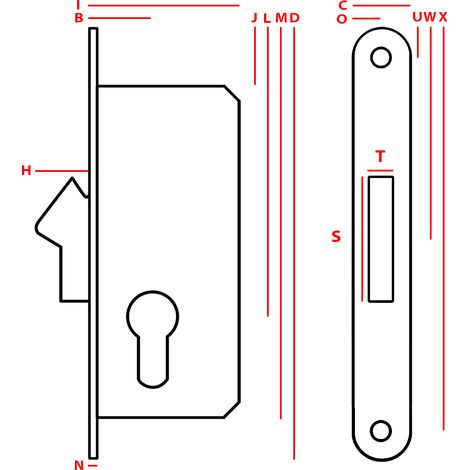 CERRADURA DE EMBUTIR CON GANCHO JANIA 22 PARA CILINDRO - MP ZW HOOK J (1/5)