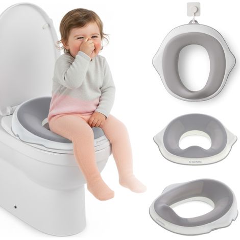Sun Baby Toilettensitzbezug für Kinder, rutschfester Toilettensitz, Weiß, Grau
