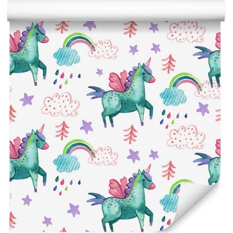 Carta da parati con unicorni volanti per soggiorno e camera da letto, 50x1000 cm (1/5)
