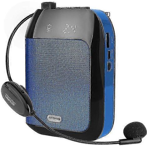 Amplificateur vocal sans fil portable Blue-15w - Détails : Comprend un haut-parleur pour les instructions pédagogiques + un microphone pour casque, avec une autonomie allant jusqu'à 10 heures. (1/4)